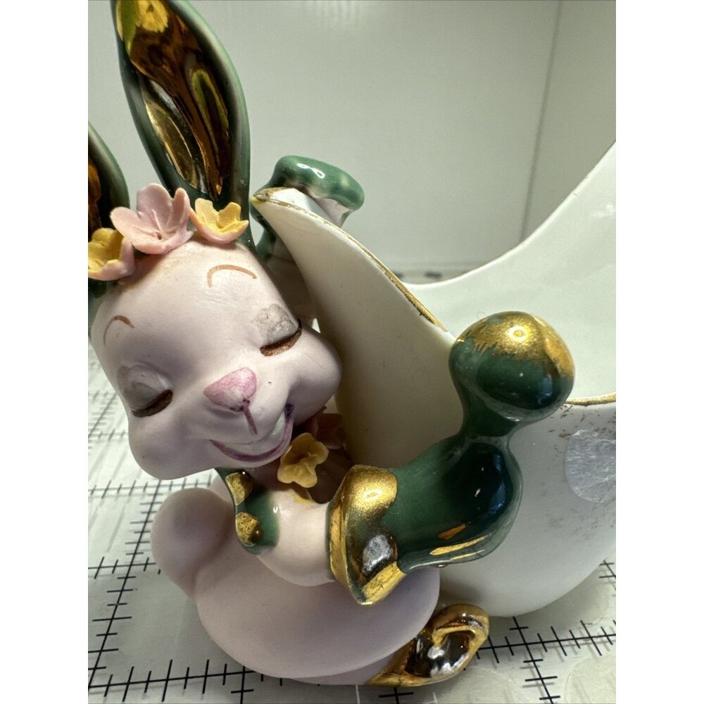 Vintage LEFTON Pink Bunny Rabbit Creamer/Planter Easter Anthropomorphic - Picture 5 of 16